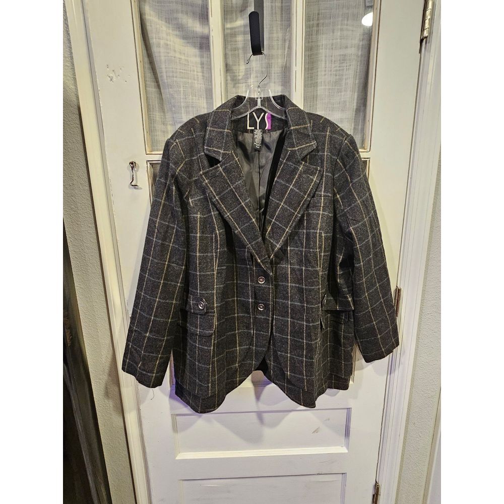 LYS Wool Blend Plaid Blazer Style Coat‎  Women's Size 26